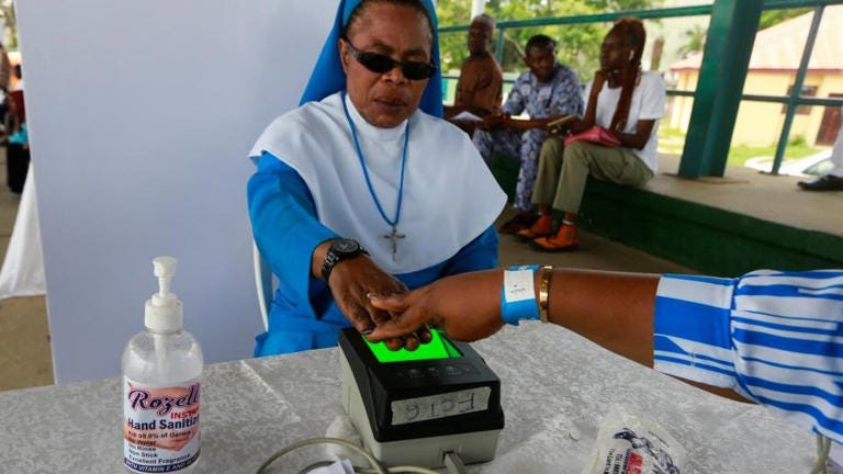 Voters' fingerprints were taken when they went to register earlier this year