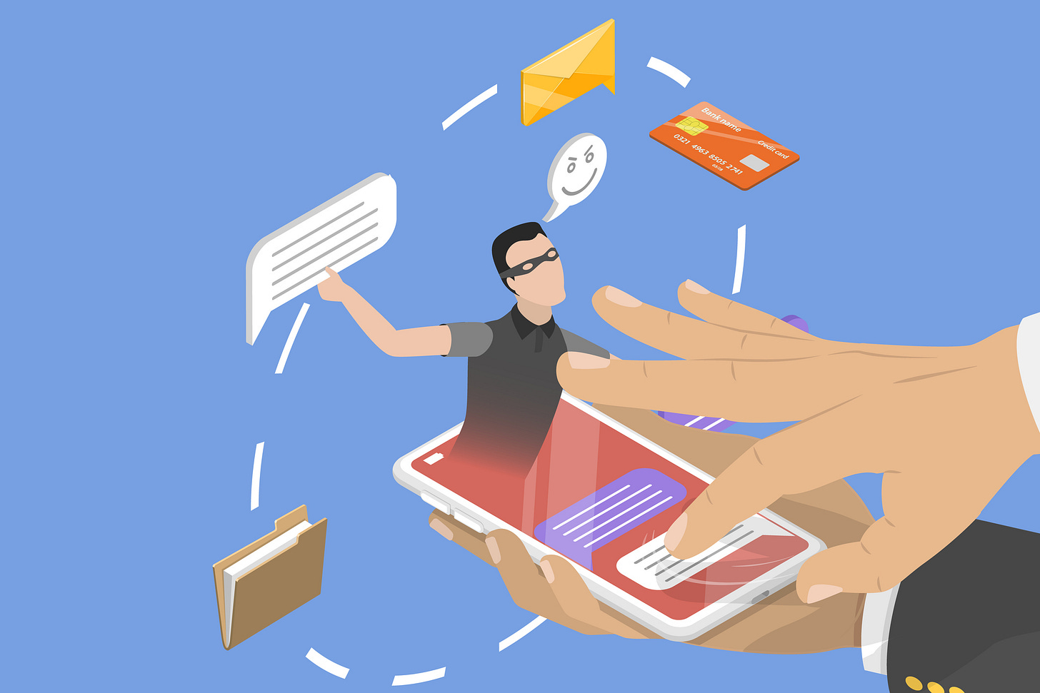Illustration of phone texting scam ("smishing").