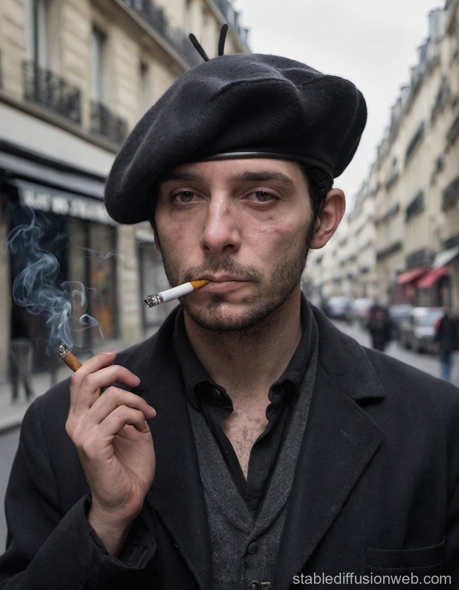 Tortured, Smoking Artist with Parisian Accent | Stable Diffusion Online