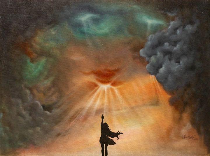 Hope - Sandipta art gallery - Paintings & Prints, Landscapes & Nature,  Natural Phenomena & Weather, Lightning - ArtPal