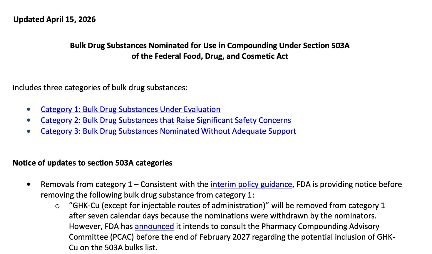 What the FDA Actually Says About Peptides in Compounding