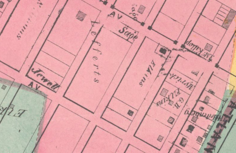 A map of 1869 shows the Elkins property A map of 1869 shows the Elkins property