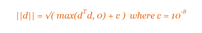 Equation 5 — Numerically stable norm computation with epsilon clamping.