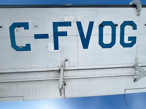 A series of images showing the plane I flew in being loaded and piloted.