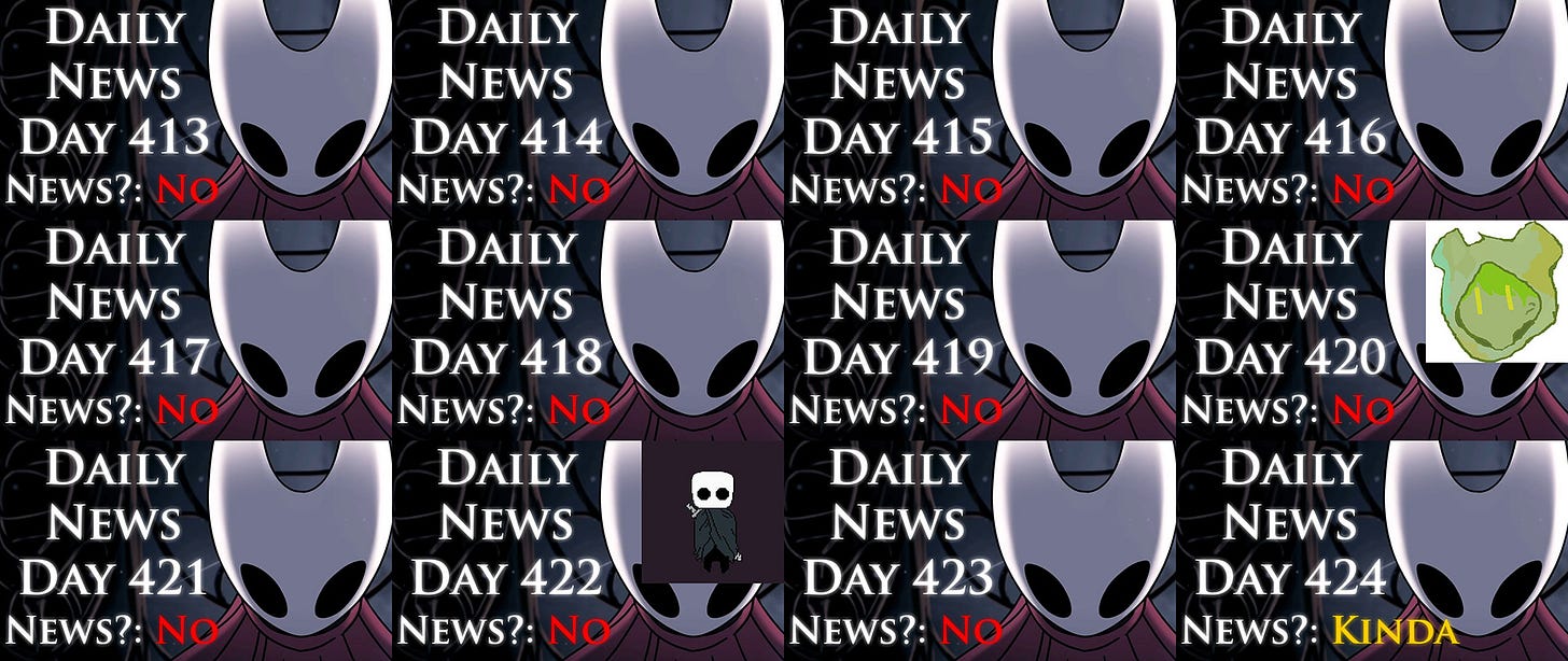 Grid of twelve images of the Hornet character with the words “Daily News Day,” a number, and the word “No” in red on each image—except the last, which has the word “Kinda” in yellow instead of “No.”