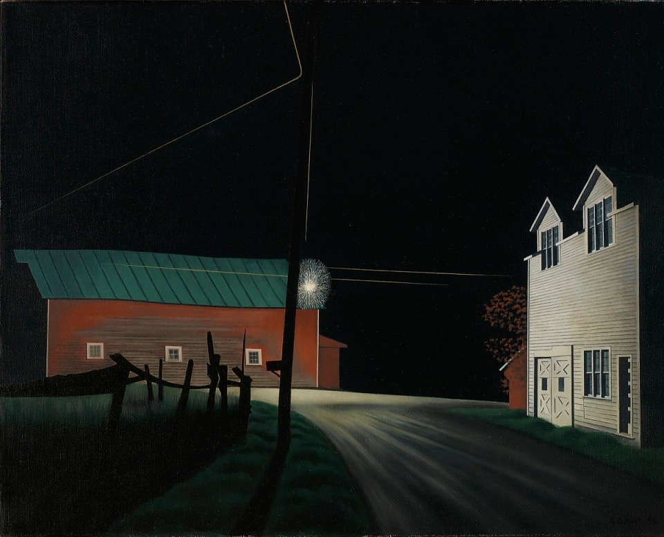 George Ault, Bright Light at Russell's Corners, 1946, oil on canvas, Smithsonian American Art Museum, Gift of Mr. and Mrs. Sidney Lawrence, 1976.121