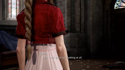 Vision of Aerith's death triggered by talking about the White Materia.