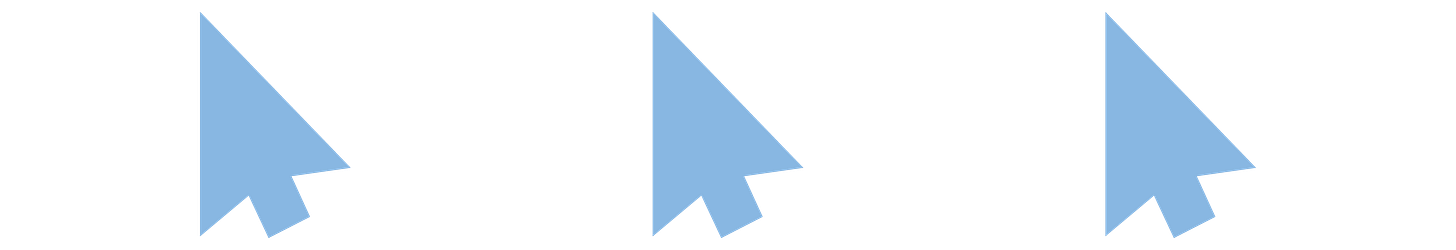 Three blue cursors
