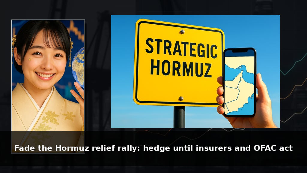 Fade the Hormuz relief rally: hedge until insurers and OFAC act Fade the Hormuz relief rally: hedge until insurers and OFAC act