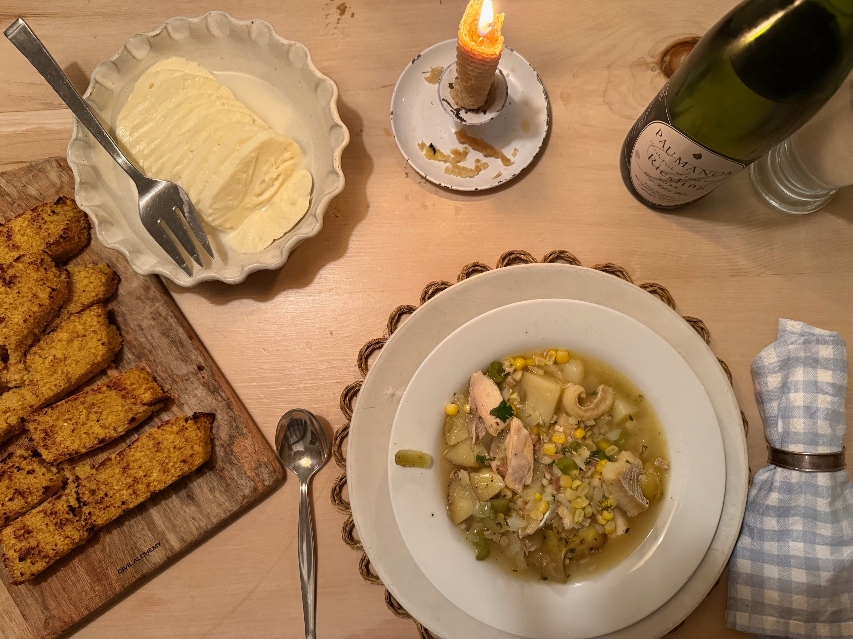 Cook I Corn & Cod Chowder (hold the cream), and Other Comforts of the Week