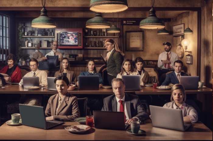 Café envahi de télétravailleurs