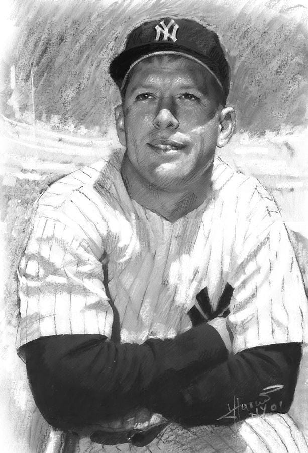 Mickey Mantle Drawing by Viola El
