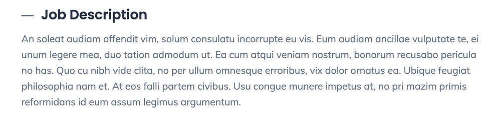 Job description with just lorem ipsum filler text Job description with just lorem ipsum filler text