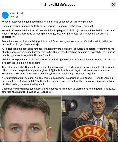 Kur fjala godet interesin, reagimi vjen i orkestruar: portale, figura publike dhe zyrtarë shtetërorë rreshtohen për të stigmatizuar autorin, jo për të diskutuar përmbajtjen. Screenshots-et tregojnë momentin kur një shprehje kritike trajtohet si kërcënim politik dhe kur media shndërrohet nga hapësirë debati në mjet presioni.