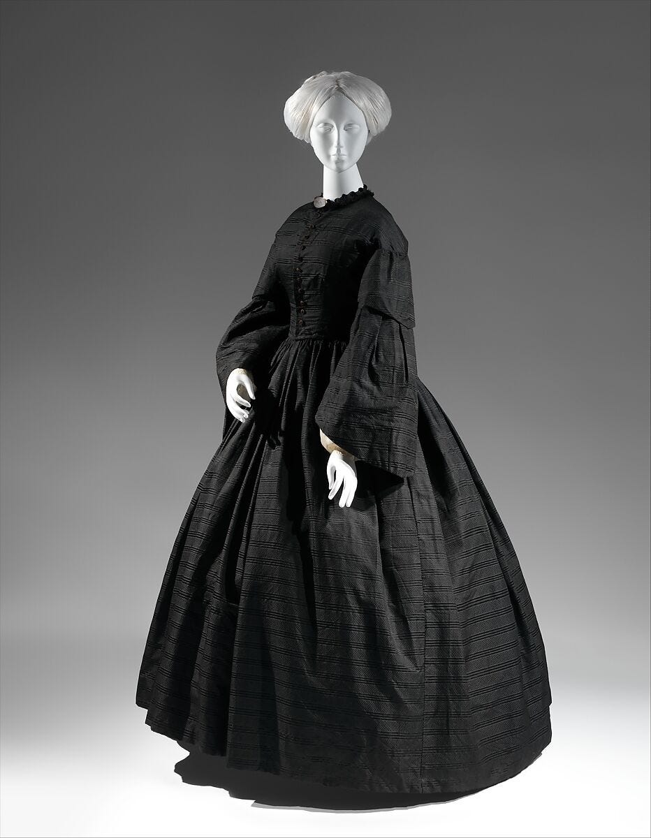 Mourning Dress (vestido de luto) circa. 1850. MET