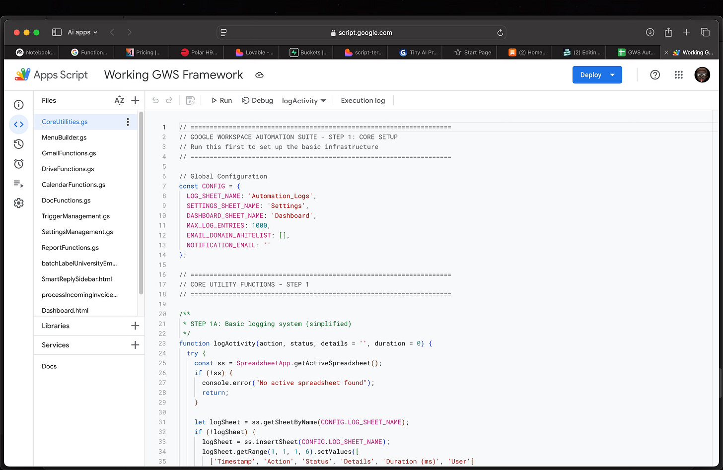 Google Apps Script Code Editor Screen Google Apps Script Code Editor Screen