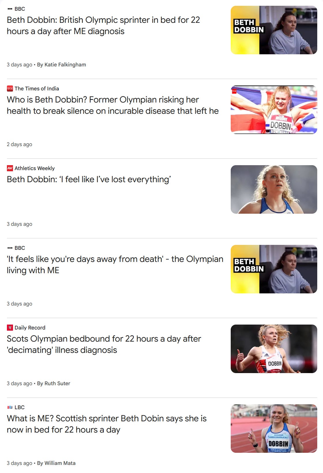 Screenshot of Google News showing some of the outlets that picked up the story, including regional news, Athletics Weekly and The Times of India Screenshot of Google News showing some of the outlets that picked up the story, including regional news, Athletics Weekly and The Times of India