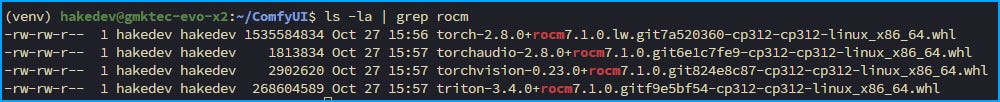 ComfyUI + ROCm 7.1 + PyTorch 2.8 + Strix Halo