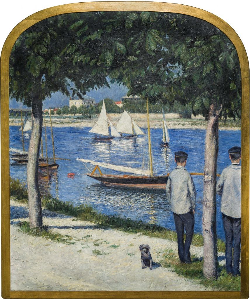 The Bank of Petit Gennevilliers and the Seine by Gustave Caillebotte The Bank of Petit Gennevilliers and the Seine by Gustave Caillebotte