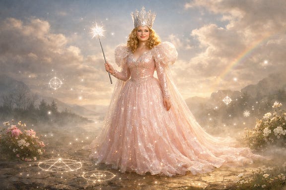 Glinda in dreamlike landscape