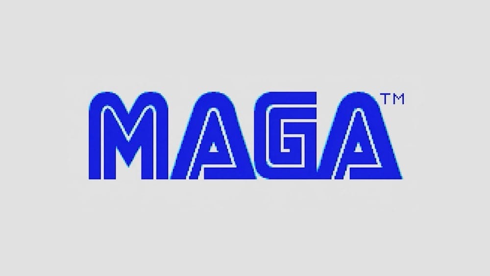 A screengrab from a promotional video posted to X by The White House shows an animated graphic parodying the SEGA video game logo to spell out A screengrab from a promotional video posted to X by The White House shows an animated graphic parodying the SEGA video game logo to spell out