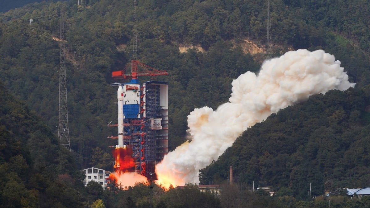 The Long March 3B/E Y103 vehicle lifting off from Launch Complex 3 at the Xichang Satellite Launch Center.