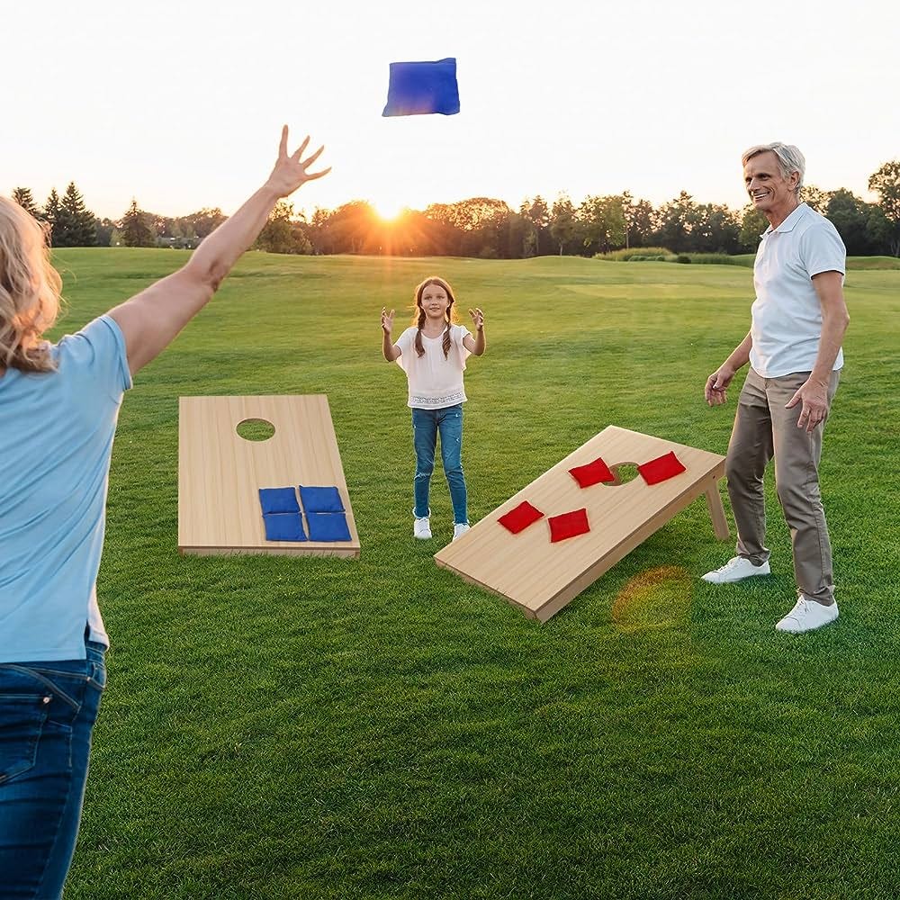 Amazon.com : ZENY 3x2FT Wood Cornhole Sets Outdoor Bean Bag Toss Cornhole  Game 8 Bean Bags and 2 Cornhole Boards Backyard Lawn Game Set : Sports &  Outdoors