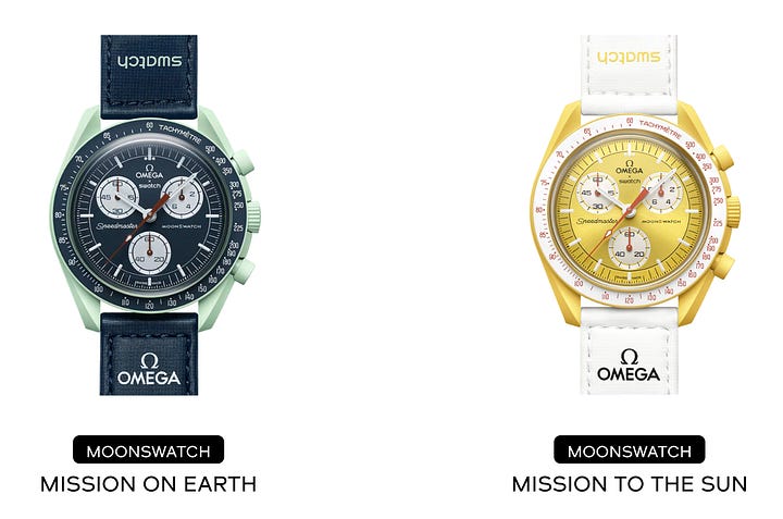 Modelos Swatch das linhas emm colaboração com a Omega: Moonswatch e Blancpain Scuba