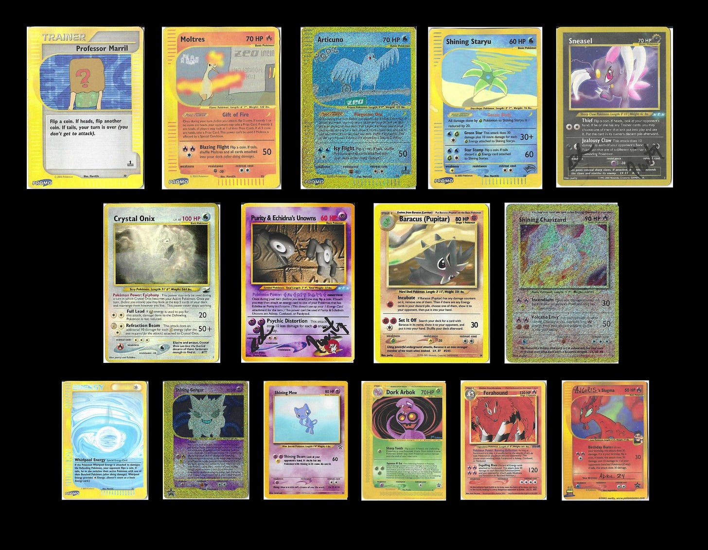 Physical Pokémon Zeo! fakes created by Purity, Echidna, and various members of the Pokémon Zeo! community (Scans by Jim Roszel) Physical Pokémon Zeo! fakes created by Purity, Echidna, and various members of the Pokémon Zeo! community (Scans by Jim Roszel)