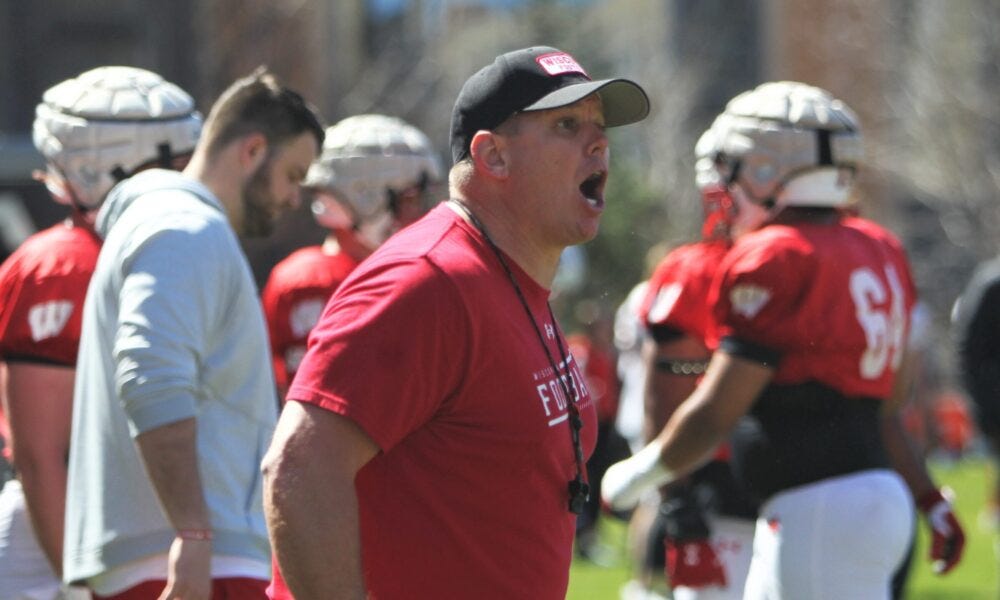 Wisconsin Badgers offensive line coach AJ Blazek