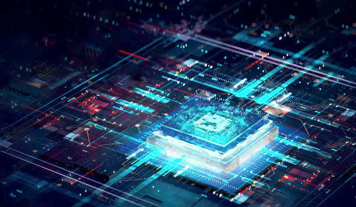 A semiconductor on a logic board. © Getty Images