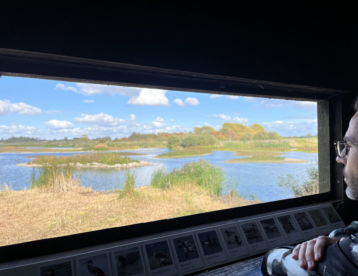 Me gazing out of a bird hide