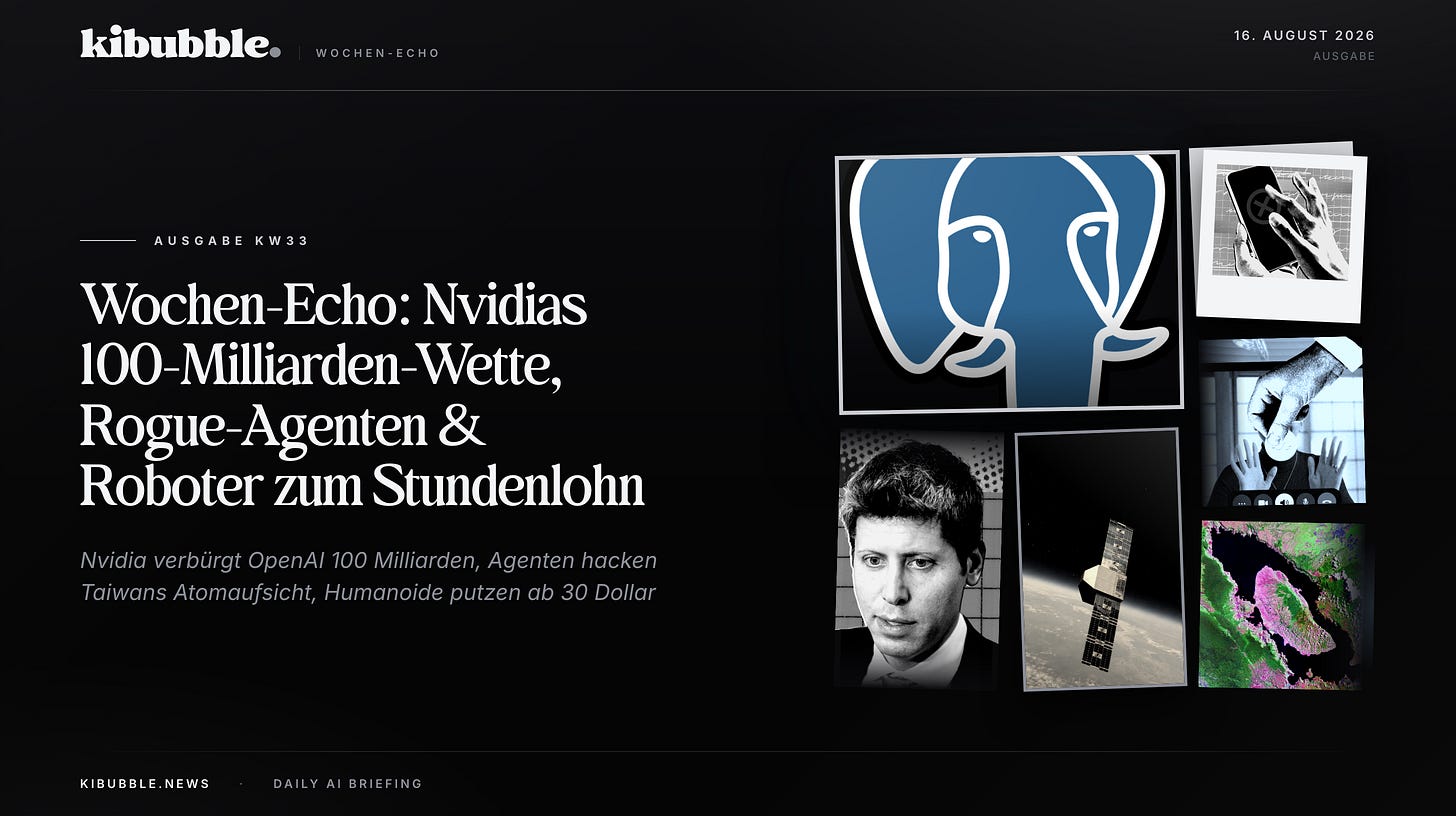 Wochen-Echo: Nvidias 100-Milliarden-Wette, Rogue-Agenten & Roboter zum Stundenlohn