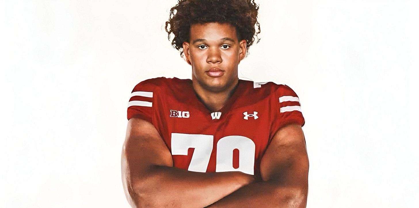 Wisconsin Badgers transfer OL Lucas Simmons.