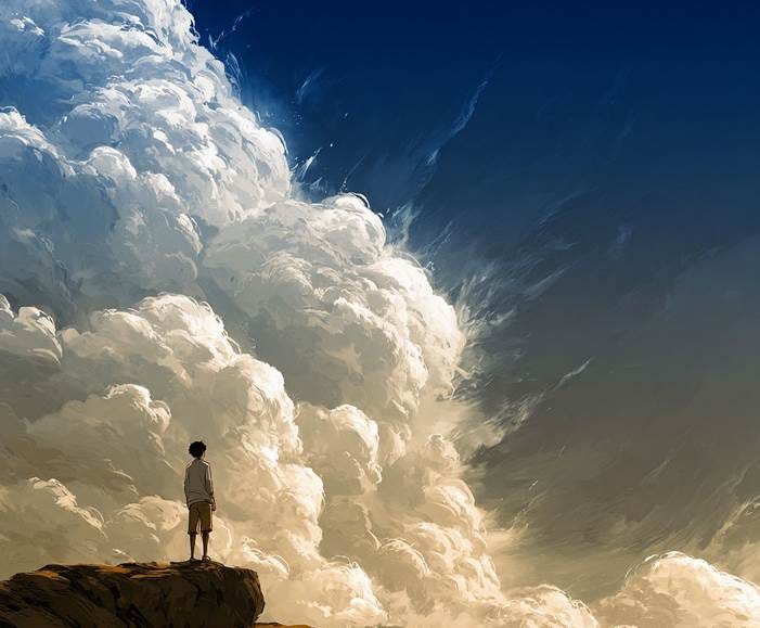 A person standing on a rock looking at clouds

AI-generated content may be incorrect.