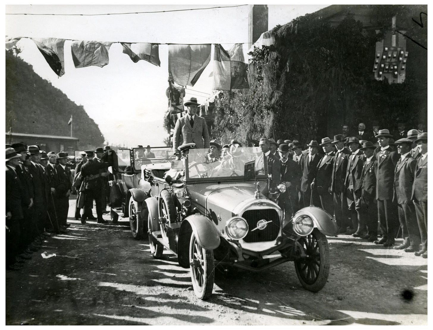 The Prince of Wales (later Edward VIII) in Greymouth, New Zealand, during his 1920 tour of the country.