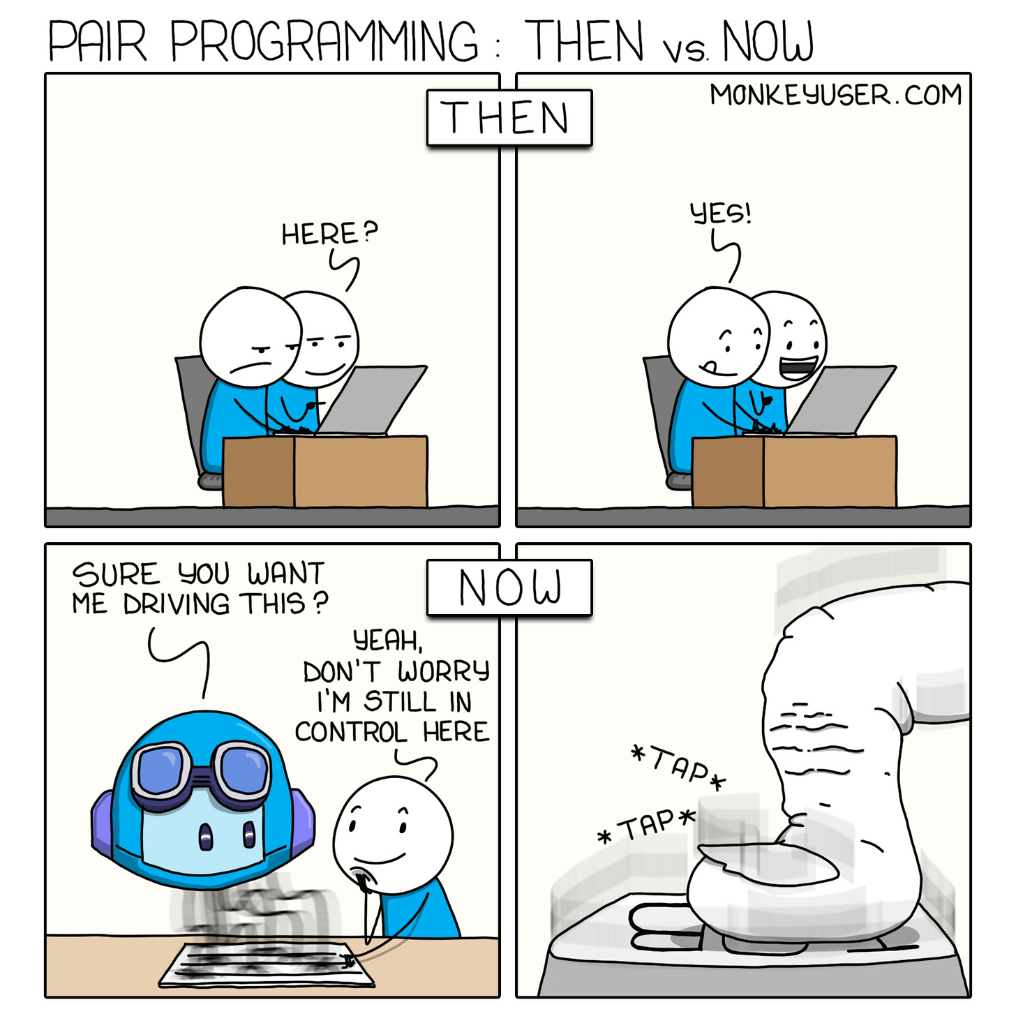 Pair Programming Then vs Now | Monkeyuser Pair Programming Then vs Now | Monkeyuser