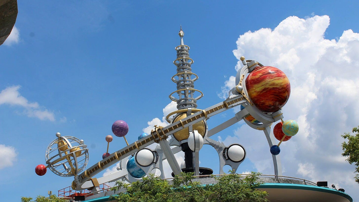 Astro Orbiter at Magic Kingdom in 2016. Image: Theme Park Tourist via Wikimedia Commons Astro Orbiter at Magic Kingdom in 2016. Image: Theme Park Tourist via Wikimedia Commons