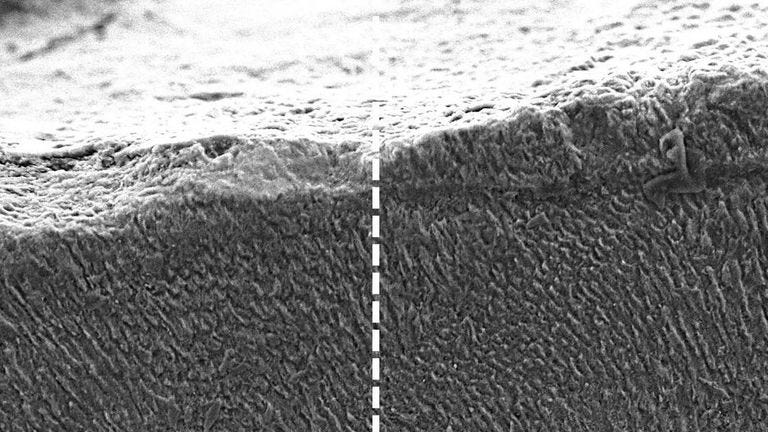 Tooth enamel before and after keratin treatment. Pic: King's College, London