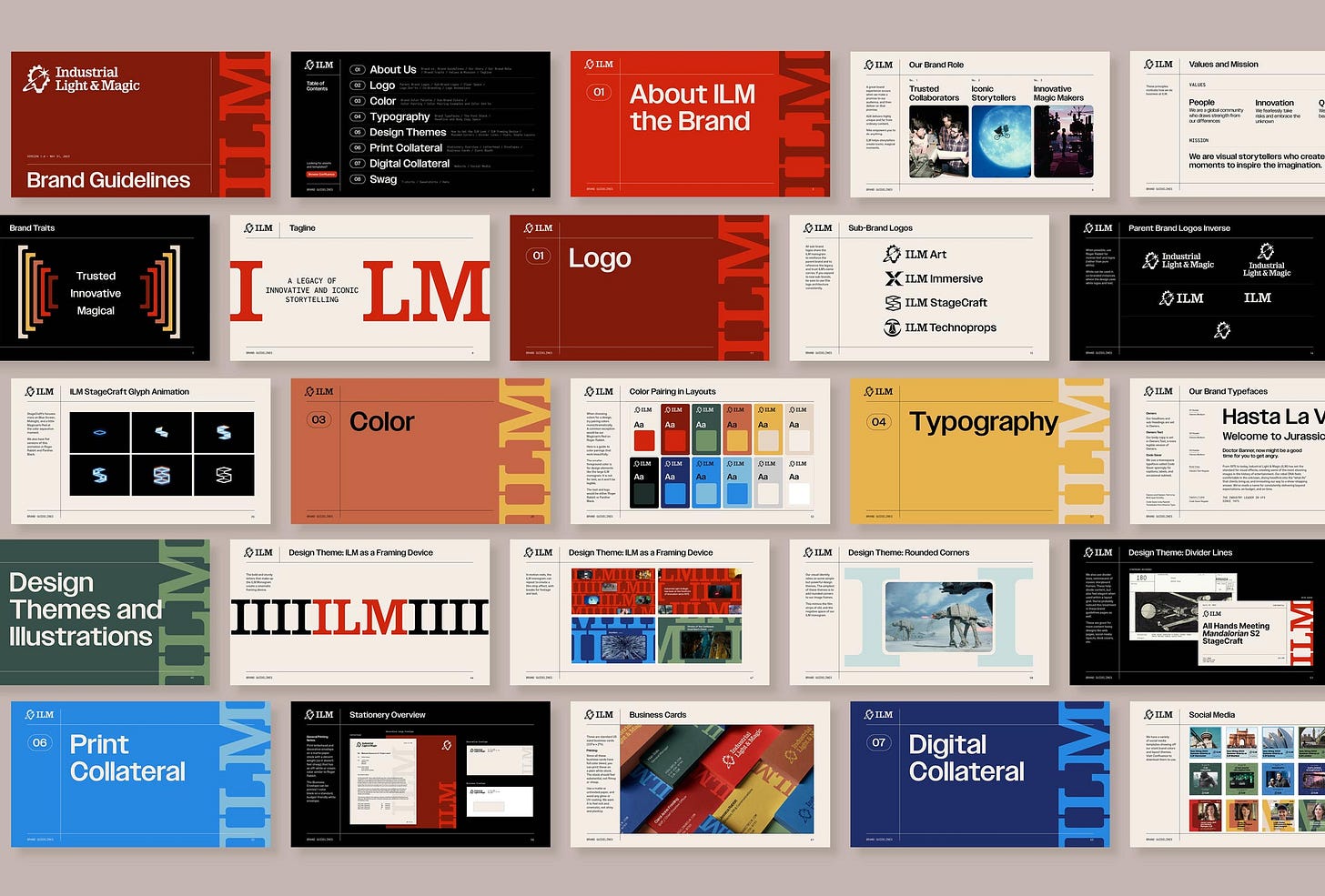 ILM Brand Guidelines Pages in a Grid