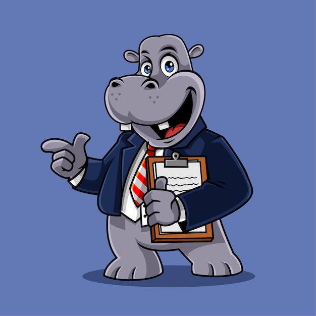 Premium Vector | Cute hippo in business suit vector icon illustration Premium Vector | Cute hippo in business suit vector icon illustration
