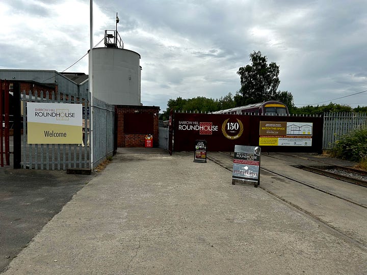 Two photos. The entrance to Barrow Hill Roundhouse and an entry ticket Image Roland's Travels