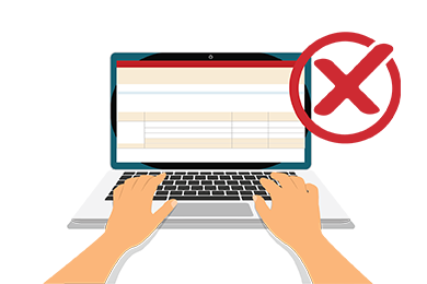 illustration of laptop with a red "X"