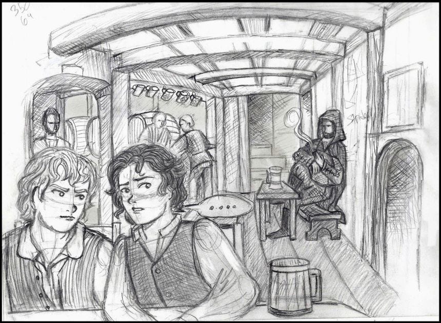 r/lordoftherings - Sam, Frodo, & Strider at the Inn of the Prancing Pony (fanart) r/lordoftherings - Sam, Frodo, & Strider at the Inn of the Prancing Pony (fanart)