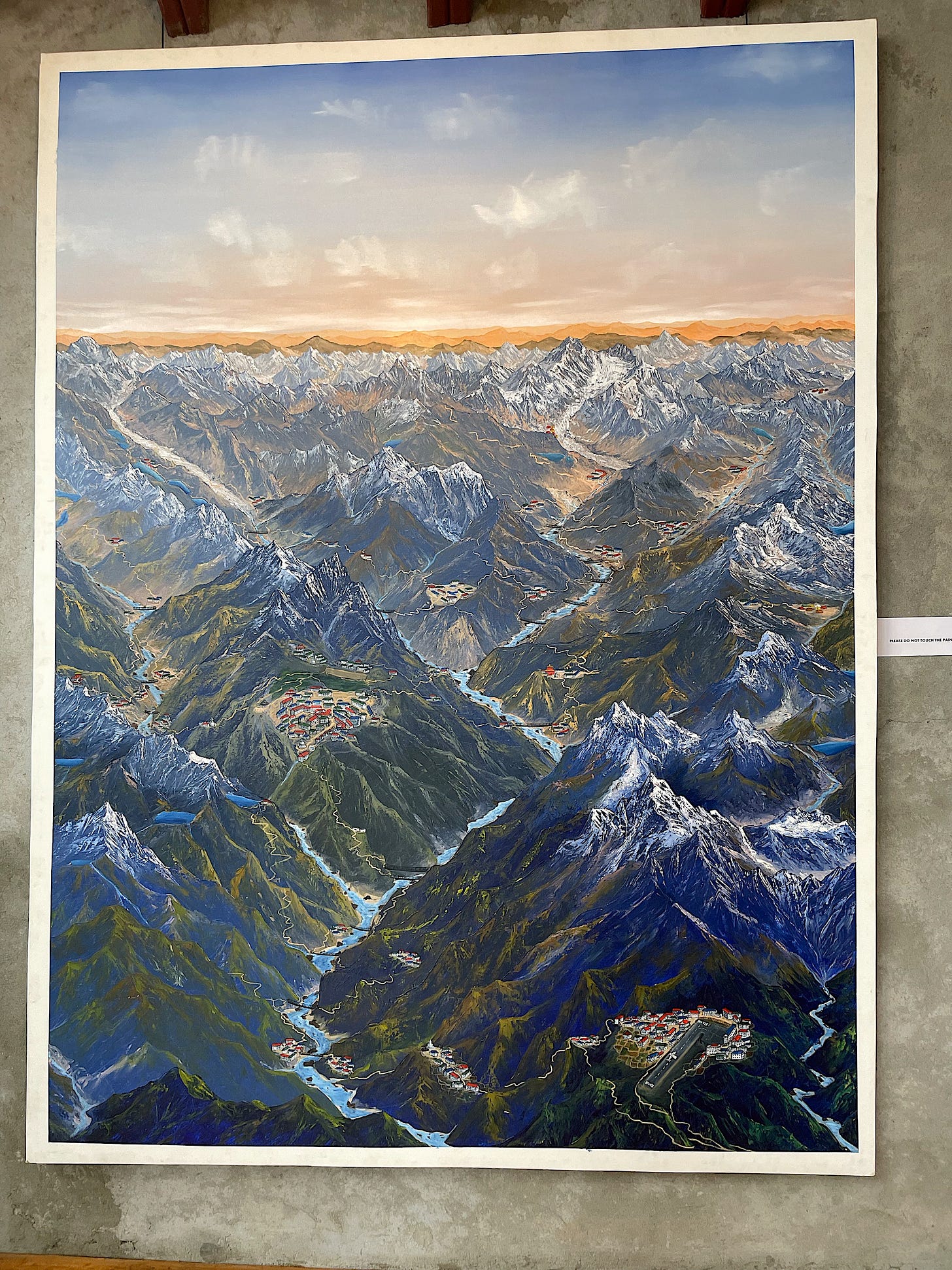 This painting at the KCC is a great depiction of the Khumbu trails and towns!