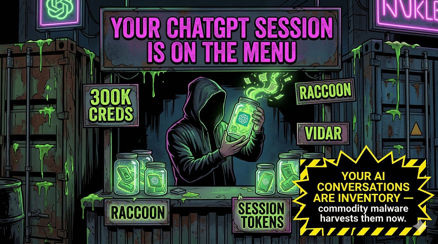 ChatGPT credential theft dark web infostealer malware AI platform session token security risk ChatGPT credential theft dark web infostealer malware AI platform session token security risk