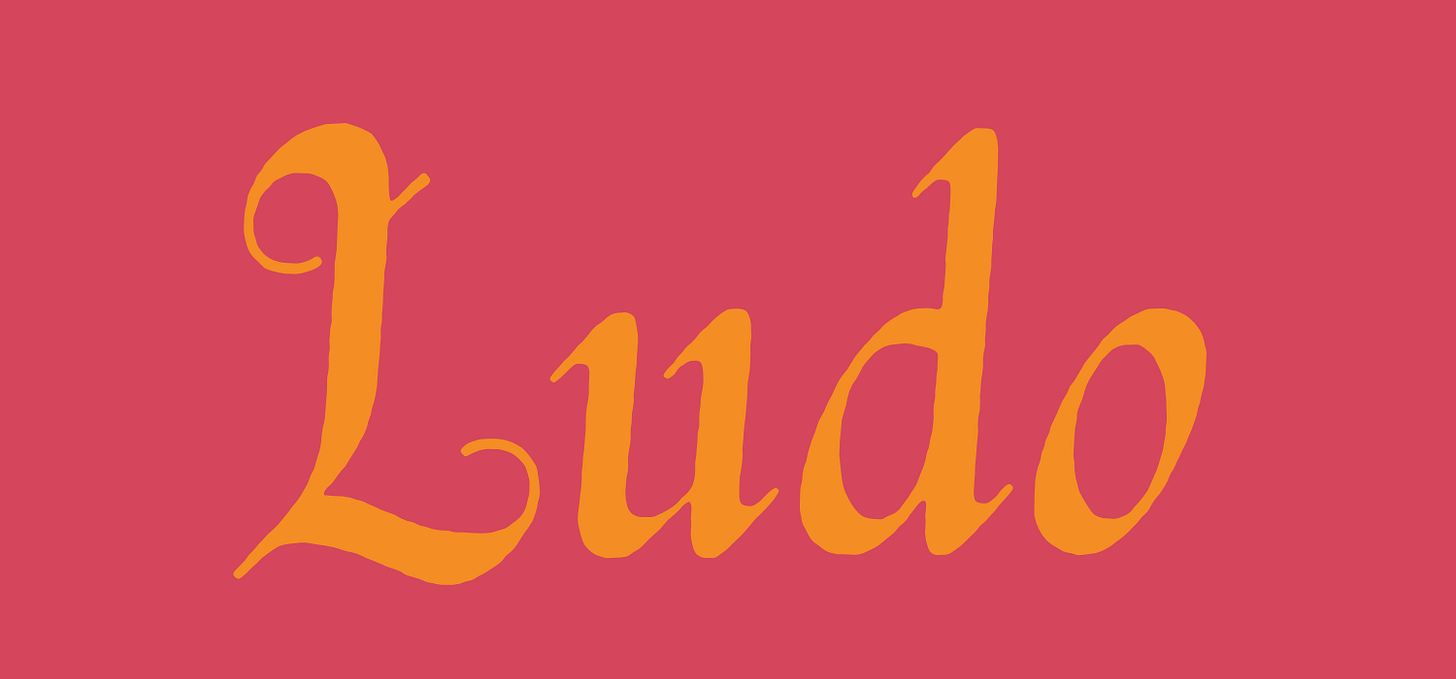 Ludo, written in orange text Ludo, written in orange text