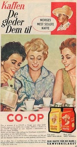 Vintage Norwegian coffee advertisement.