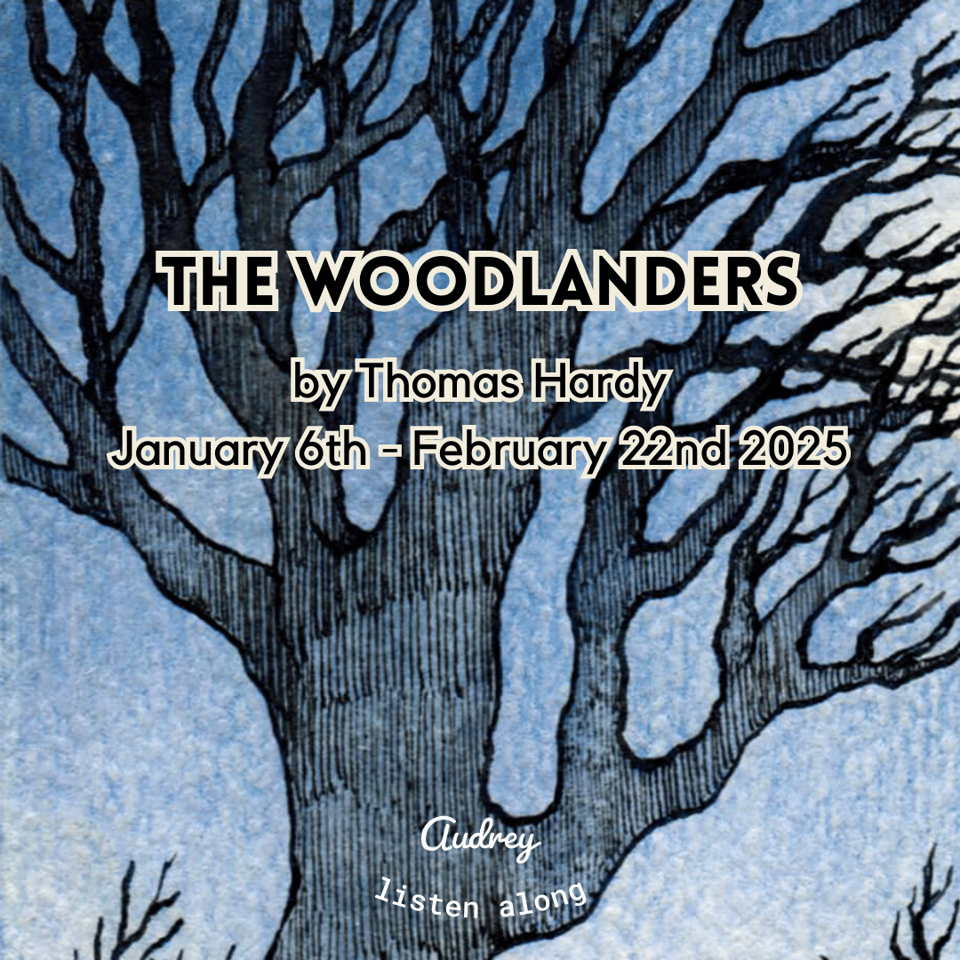 illustration of a tree against the twilight, with the title and dates of the listen-along