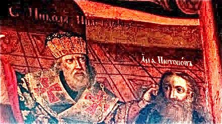 Icon of St. Nicholas Slapping a Heretic. 